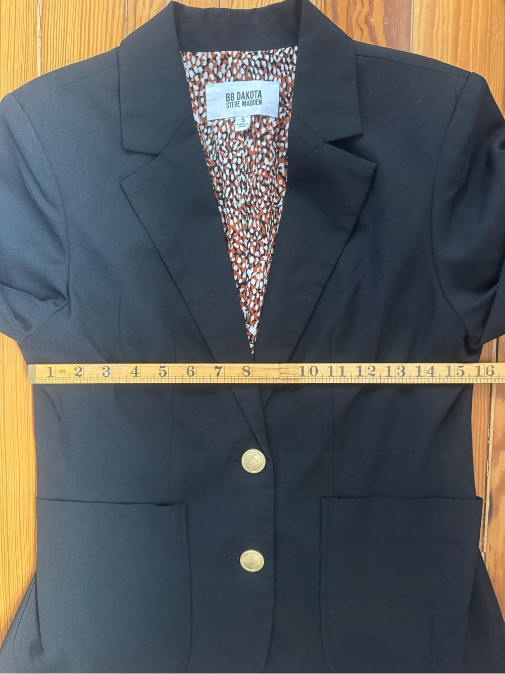 BB Dakota Steve Madden Women's Black Blazer With Gold Buttons - Picture 6 of 7